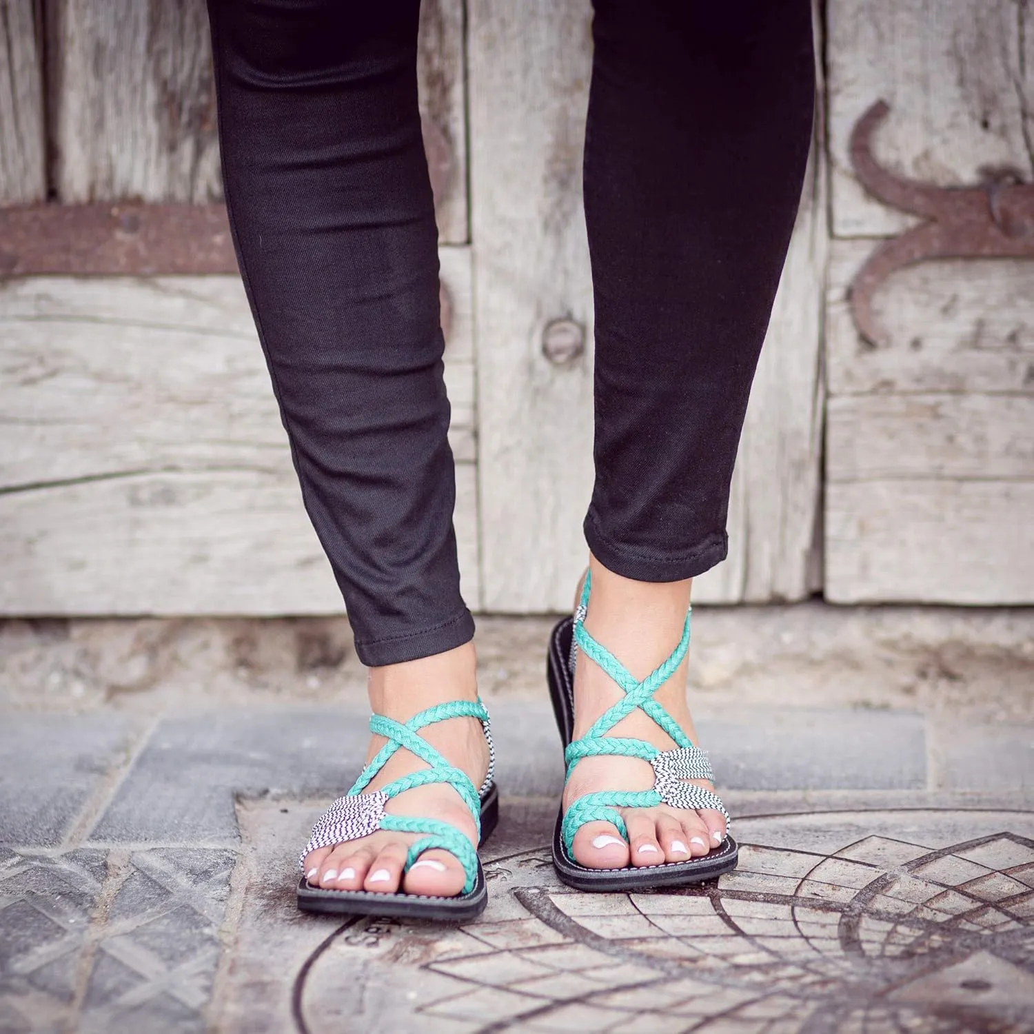 Plaka Flat Sandals for Women Palm Leaf