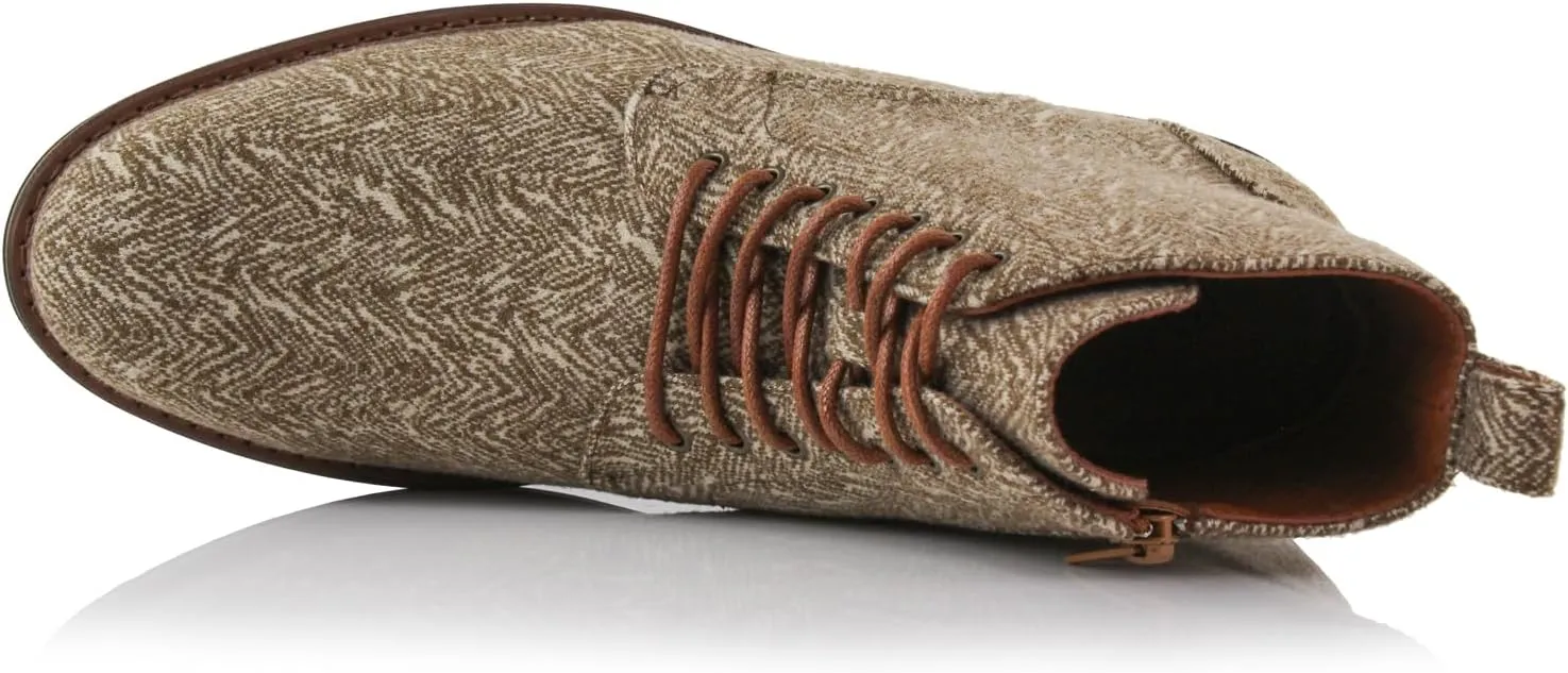 Polar Fox Brooke MPX806061 Grey Woolen and Leather Lace-up Fashion Chukka Boots with Zipper Closure