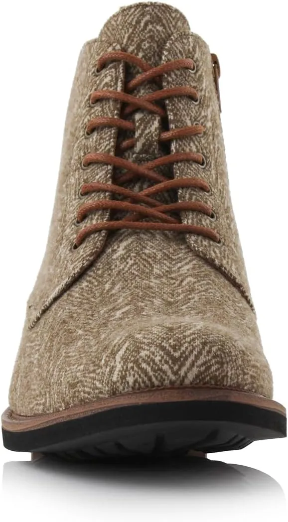 Polar Fox Brooke MPX806061 Grey Woolen and Leather Lace-up Fashion Chukka Boots with Zipper Closure