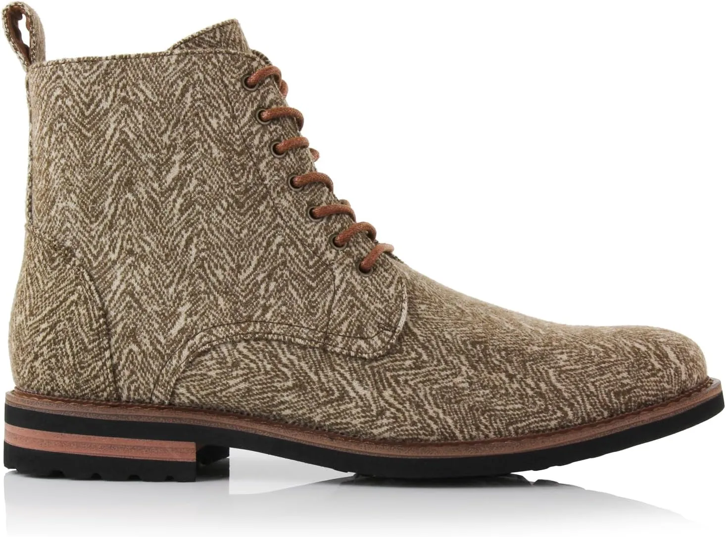 Polar Fox Brooke MPX806061 Grey Woolen and Leather Lace-up Fashion Chukka Boots with Zipper Closure