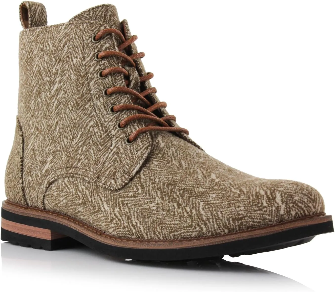 Polar Fox Brooke MPX806061 Grey Woolen and Leather Lace-up Fashion Chukka Boots with Zipper Closure