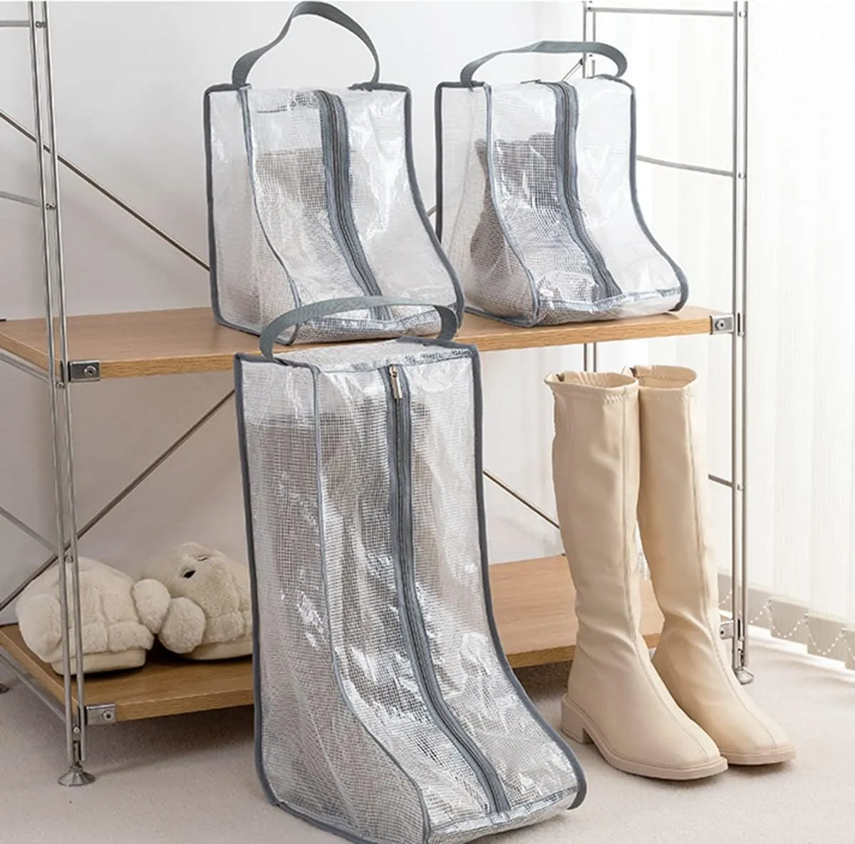 Portable Women Tall/Short Boots Storage Bags - 2 Packs Waterproof Tall/Short Boot Carry Bag for Travel and Daily Use