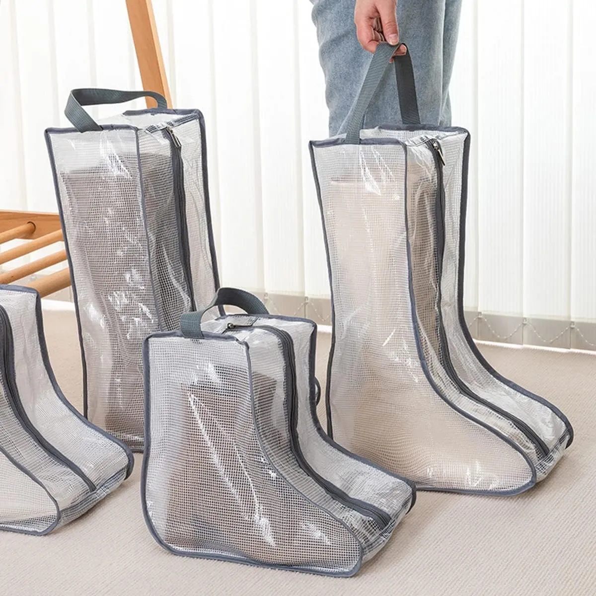 Portable Women Tall/Short Boots Storage Bags - 2 Packs Waterproof Tall/Short Boot Carry Bag for Travel and Daily Use