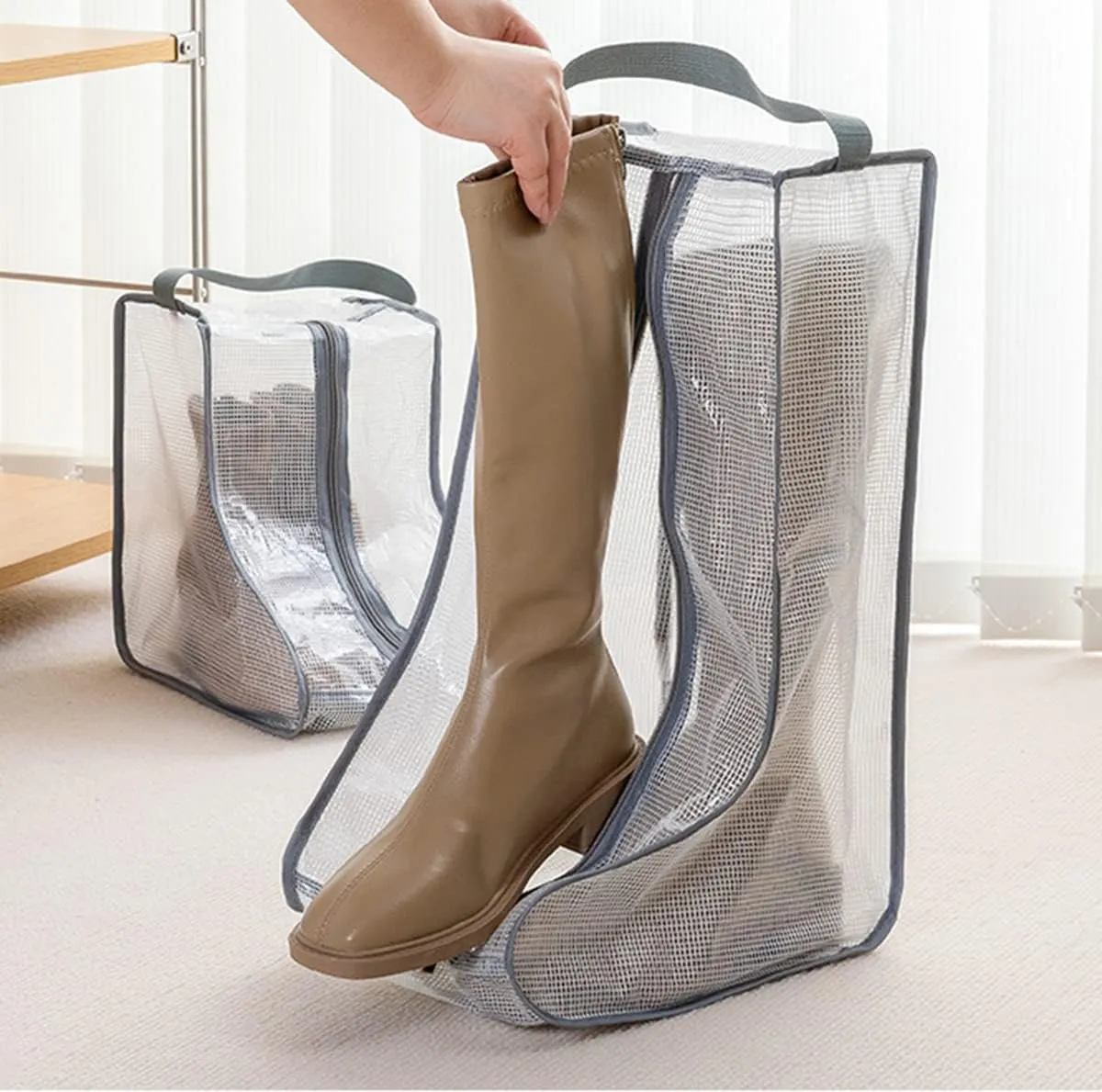 Portable Women Tall/Short Boots Storage Bags - 2 Packs Waterproof Tall/Short Boot Carry Bag for Travel and Daily Use