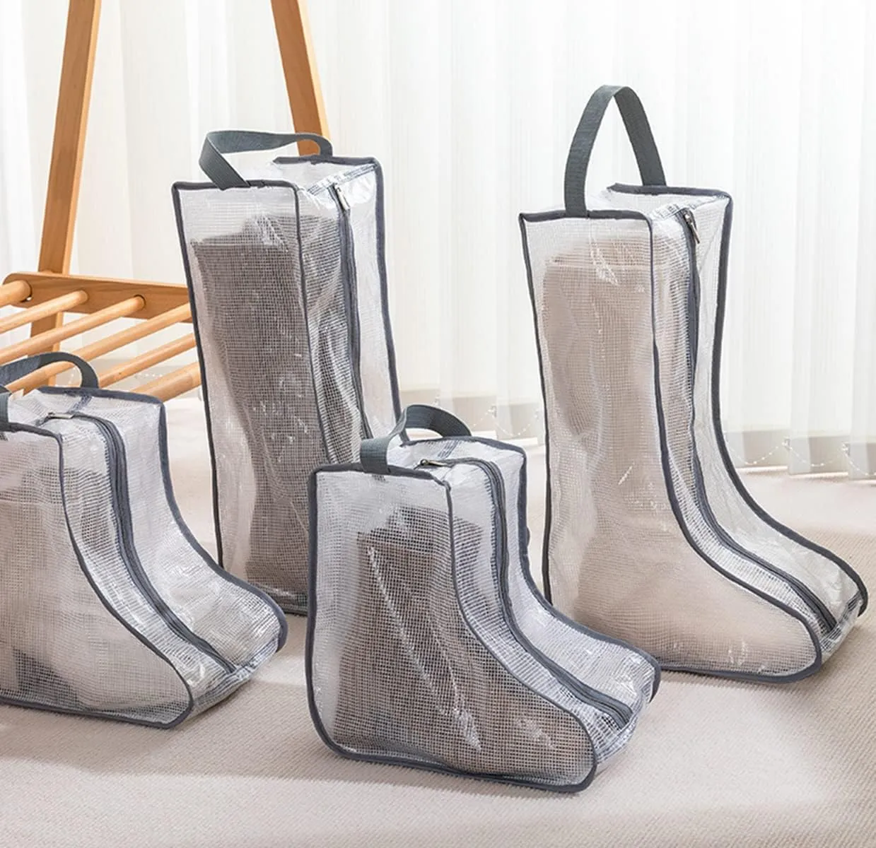 Portable Women Tall/Short Boots Storage Bags - 2 Packs Waterproof Tall/Short Boot Carry Bag for Travel and Daily Use