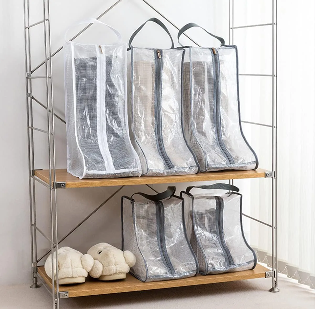 Portable Women Tall/Short Boots Storage Bags - 2 Packs Waterproof Tall/Short Boot Carry Bag for Travel and Daily Use
