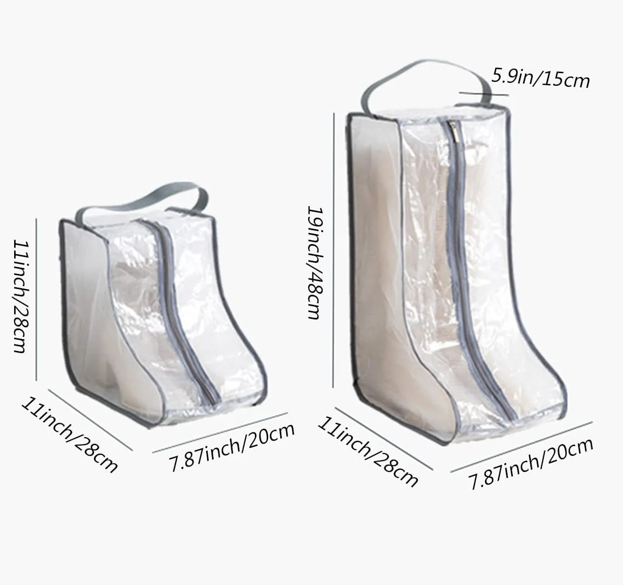 Portable Women Tall/Short Boots Storage Bags - 2 Packs Waterproof Tall/Short Boot Carry Bag for Travel and Daily Use