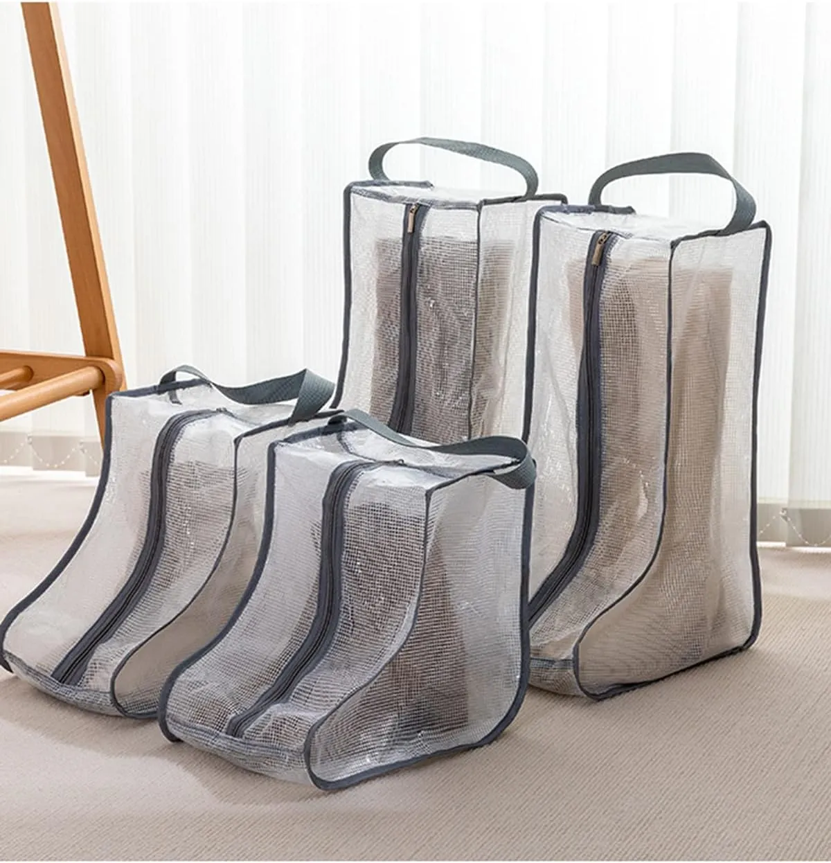 Portable Women Tall/Short Boots Storage Bags - 2 Packs Waterproof Tall/Short Boot Carry Bag for Travel and Daily Use