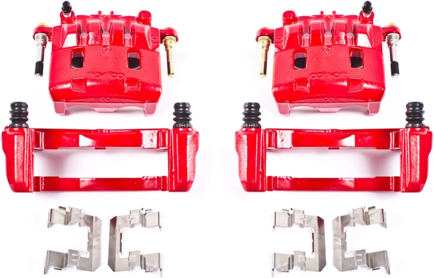 Power Stop Front S2682A Pair of High-Temp Red Powder Coated Calipers for Crosstrek, Forester, Impreza, Legacy, Outback, WRX, XV Crosstrek [Model Specific]