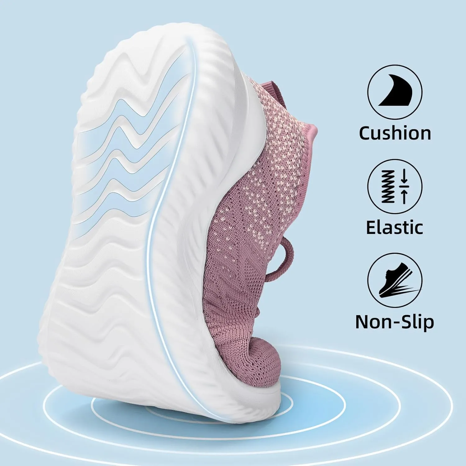 PPQ Womens Slip On Walking Shoes，Memory Foam Lightweight Comfort Casual Workout Shoes,Yoga Or Tennis Or Running Sneakers