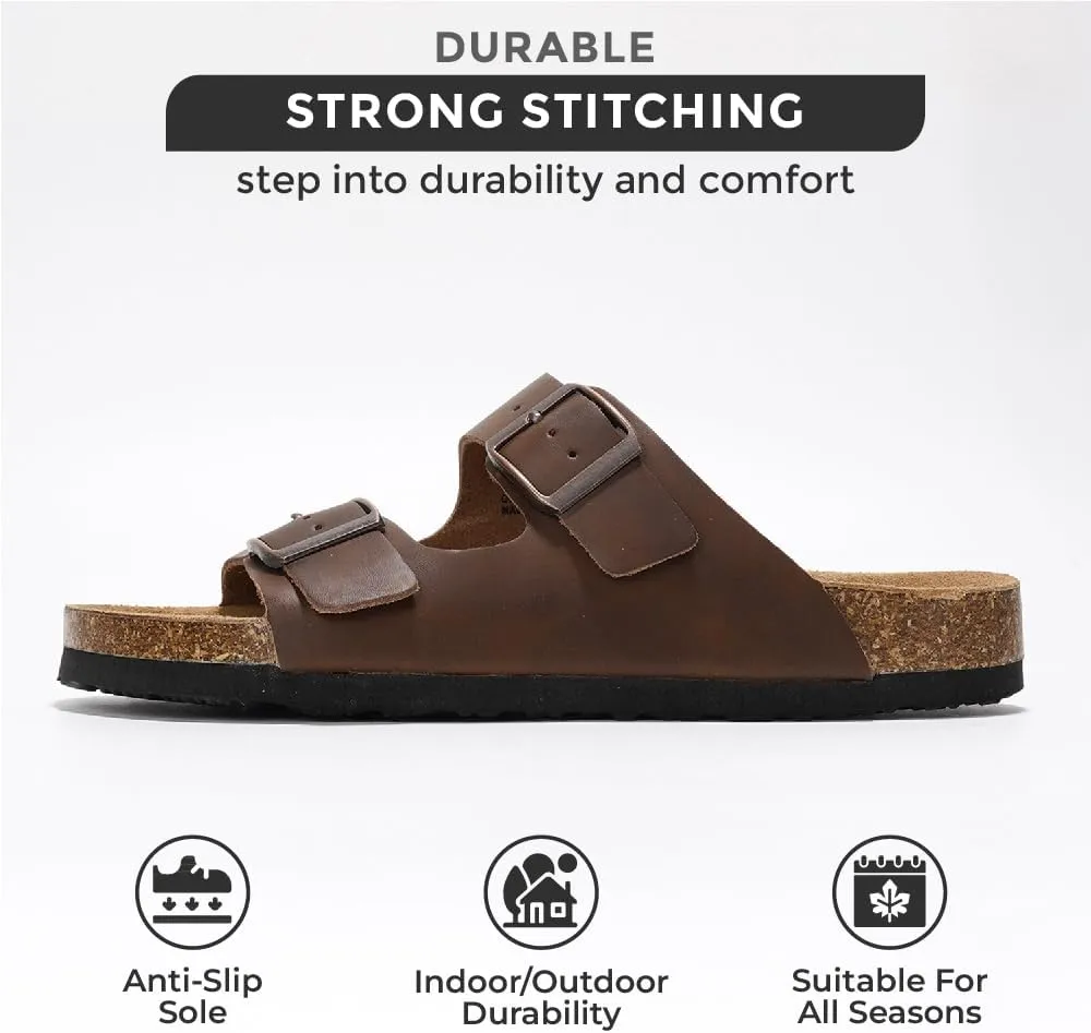 Project Cloud Genuine Leather Flat Sandals Beach Essentials Womens Sandals Memory Foam Vacation Essentials Slides for Women Footwear (Venita)