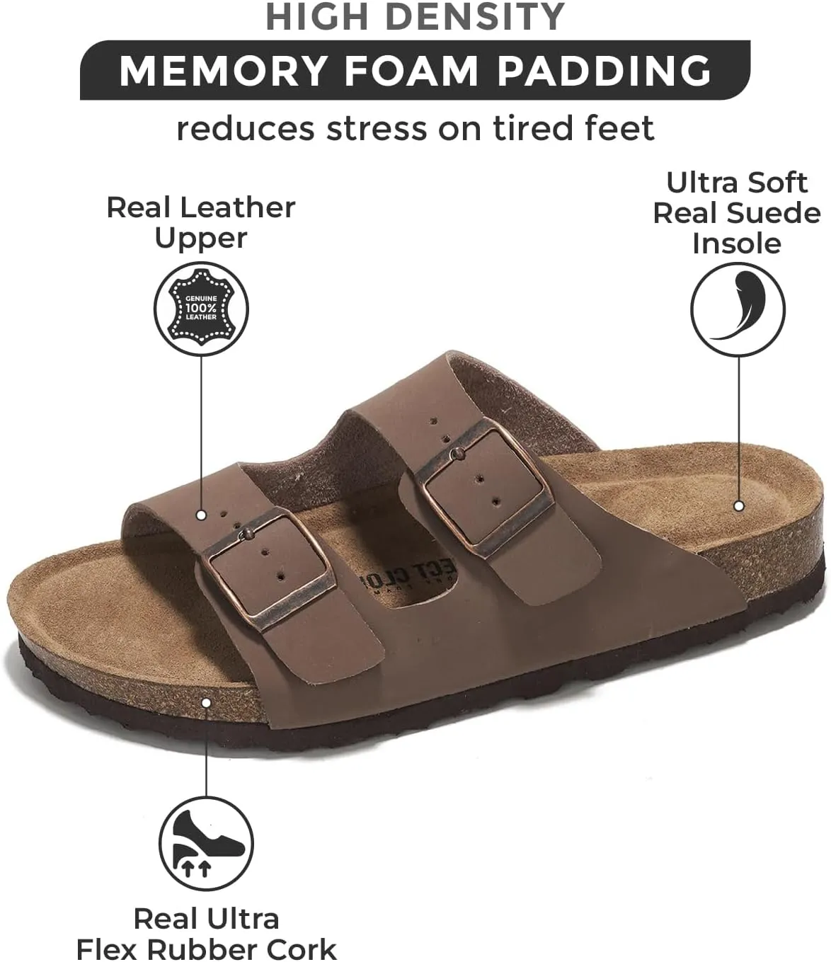 Project Cloud Genuine Leather Flat Sandals Women Beach Essentials Womens Sandals Memory Foam Vacation Essentials Slides for Women Footwear (Venita)