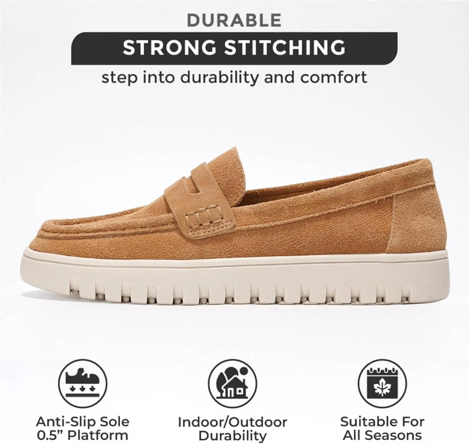 Project Cloud Genuine Leather Loafers for Women - Memory Foam Womens Shoes - Non Slip Spring Loafers Flexible Sole - Fashion Shoes for Women 2025 (Filide)