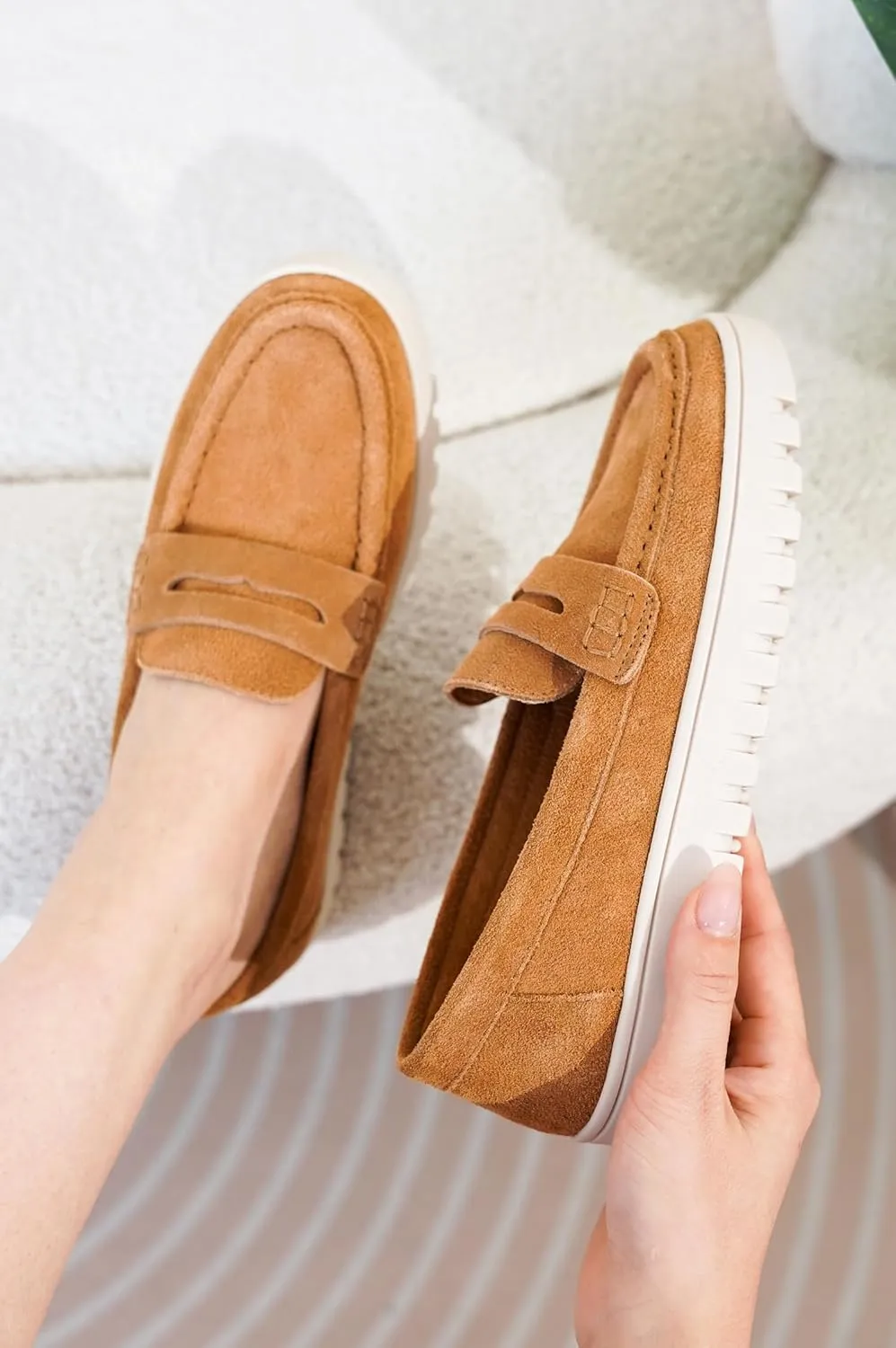 Project Cloud Genuine Leather Loafers for Women - Memory Foam Womens Shoes - Non Slip Spring Loafers Flexible Sole - Fashion Shoes for Women 2025 (Filide)