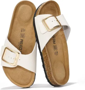 Project Cloud Genuine Leather Sandals Women Dressy Summer Beach Essentials - Flip Flops & Slides with Memory Foam Insole Womens Sandals Comfortable Footwear
