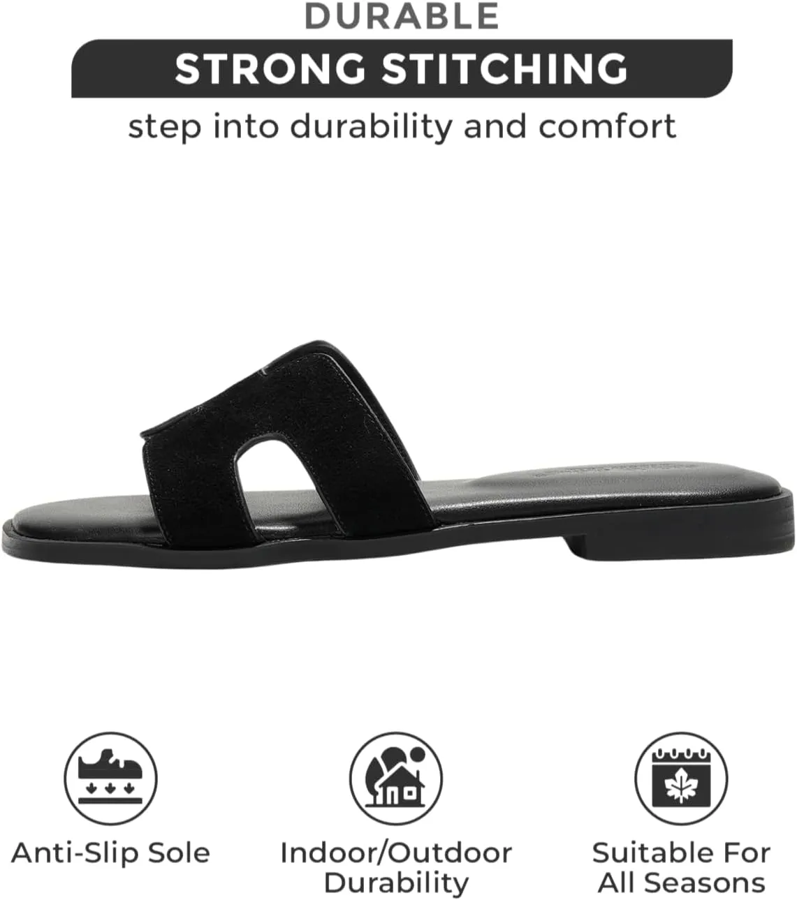 Project Cloud Genuine Leather Summer Sandals for Women 2025 - Comfortable Memory Foam Insole Slides and Non Slip Fashion Flat Womens Sandals (Jannel)