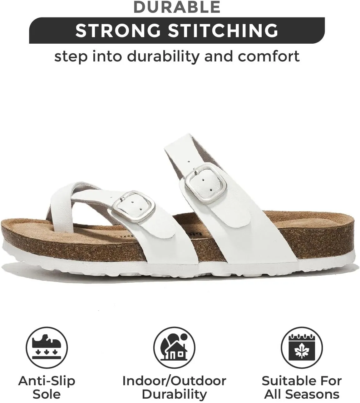 Project Cloud Genuine Leather Womens Sandals - Comfortable Cork Footbed Slides with Memory Foam Beach Essential Summer Sandals For Women 2025 (Lian)