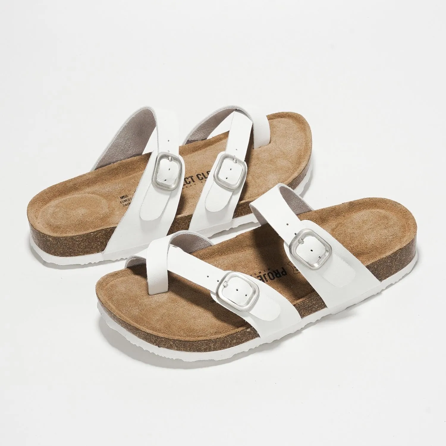 Project Cloud Genuine Leather Womens Sandals - Comfortable Cork Footbed Slides with Memory Foam Beach Essential Summer Sandals For Women 2025 (Lian)