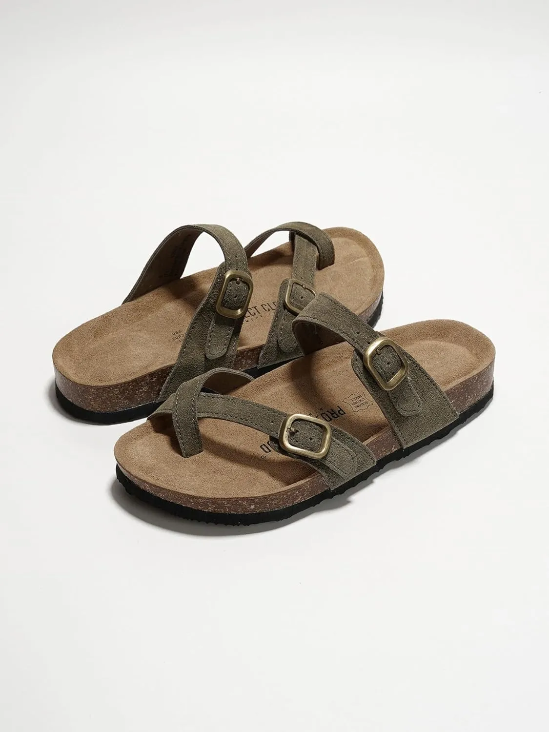 Project Cloud Genuine Leather Womens Sandals - Comfortable Cork Footbed Slides with Memory Foam Beach Essential Summer Sandals For Women 2025 (Lian)