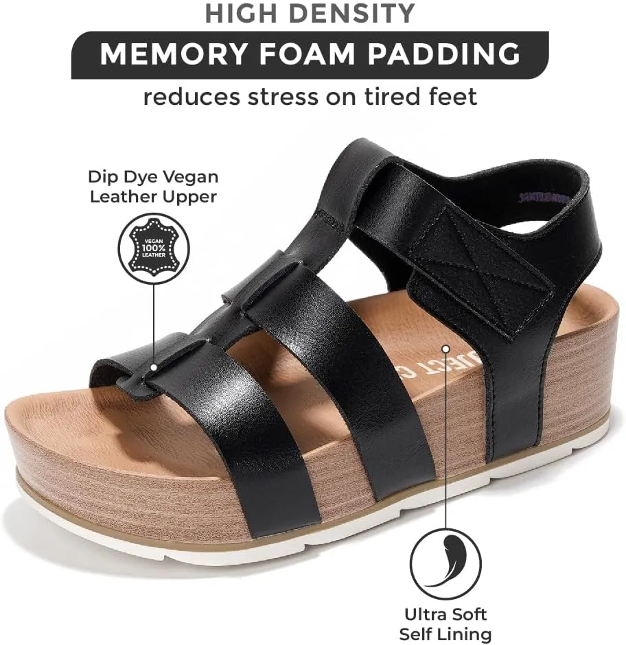 Project Cloud Platform Sandals Women - Comfortable Memory Foam Insole Ladies Wedges - Non Slip & Lightweight Strap Wedge Sandals for Women 2025 (Phased)