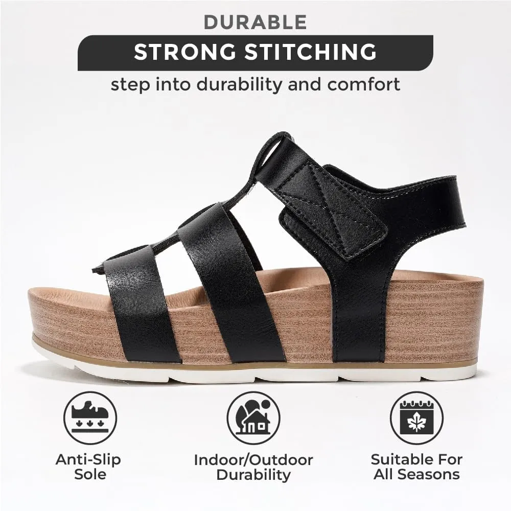 Project Cloud Platform Sandals Women - Comfortable Memory Foam Insole Ladies Wedges - Non Slip & Lightweight Strap Wedge Sandals for Women 2025 (Phased)
