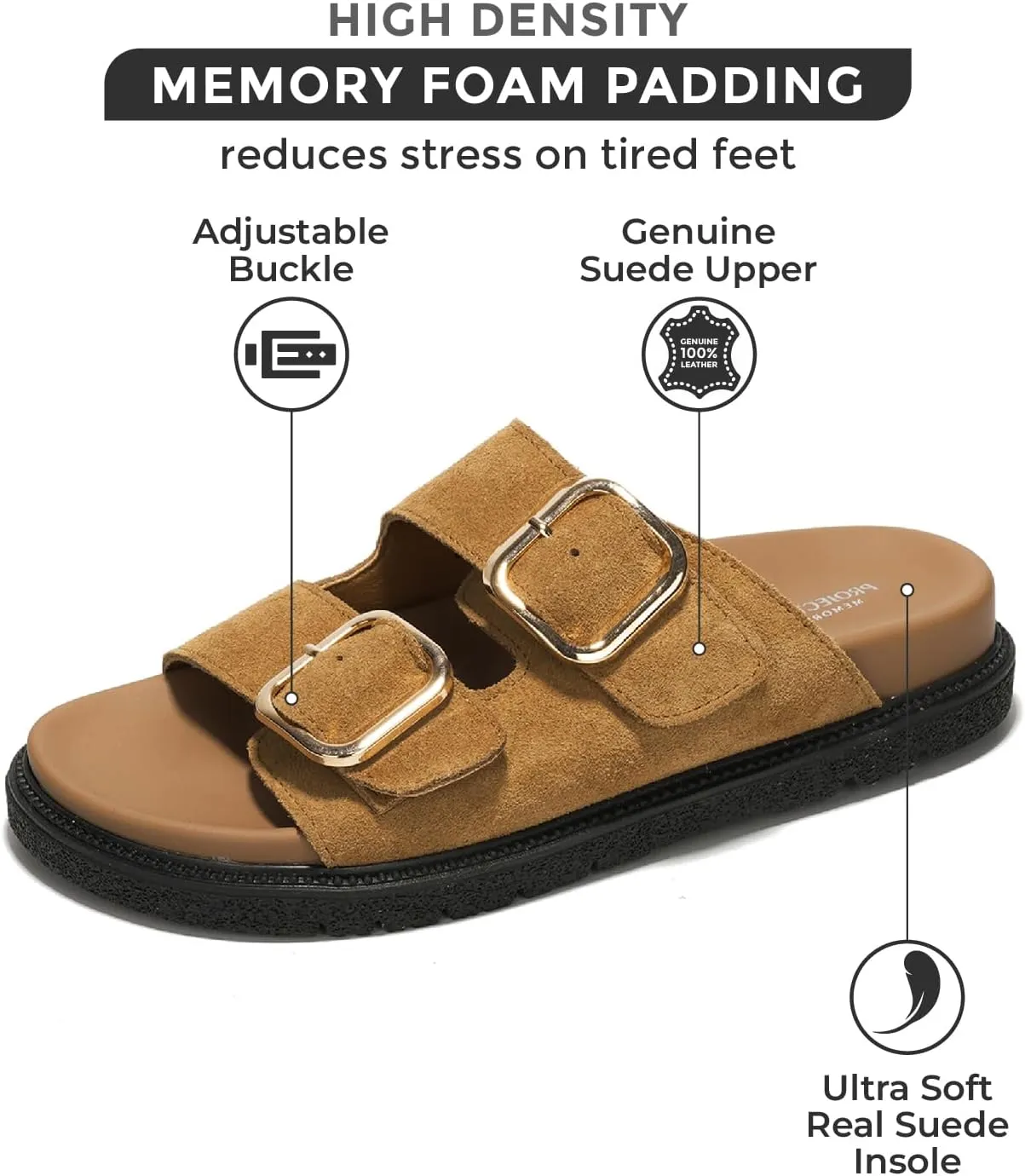 Project Cloud Platform Summer Sandals for Women 2025 - Comfortable and Adjustable Straps Summer Slides with Memory Foam Insole - Non-Slip Casual Womens Sandals