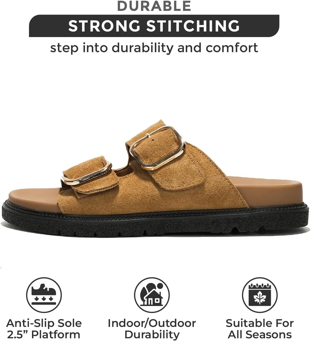 Project Cloud Platform Summer Sandals for Women 2025 - Comfortable and Adjustable Straps Summer Slides with Memory Foam Insole - Non-Slip Casual Womens Sandals
