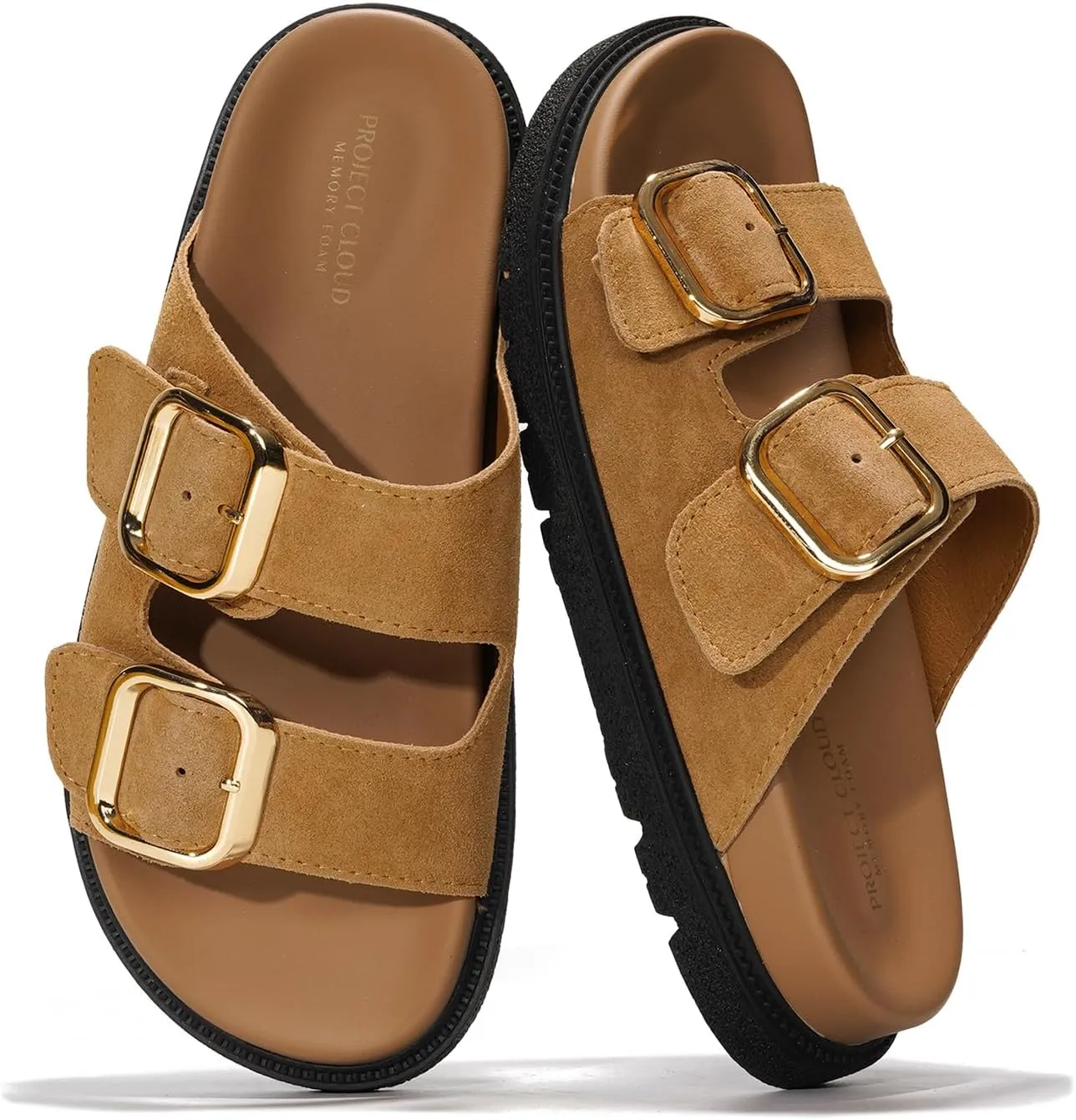 Project Cloud Platform Summer Sandals for Women 2025 - Comfortable and Adjustable Straps Summer Slides with Memory Foam Insole - Non-Slip Casual Womens Sandals