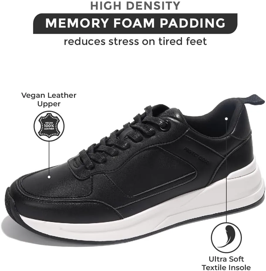 Project Cloud Sneakers for Men Shoes - Memory Foam Insole Non-Slip Casual Shoes for Men Footwear - Lightweight Vegan Leather Fashion Sneakers (Kurt)