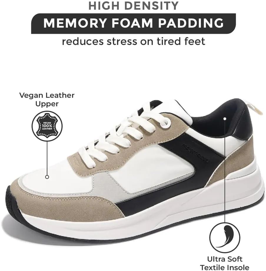 Project Cloud Sneakers for Men Shoes - Memory Foam Insole Non-Slip Casual Shoes for Men Footwear - Lightweight Vegan Leather Fashion Sneakers (Kurt)