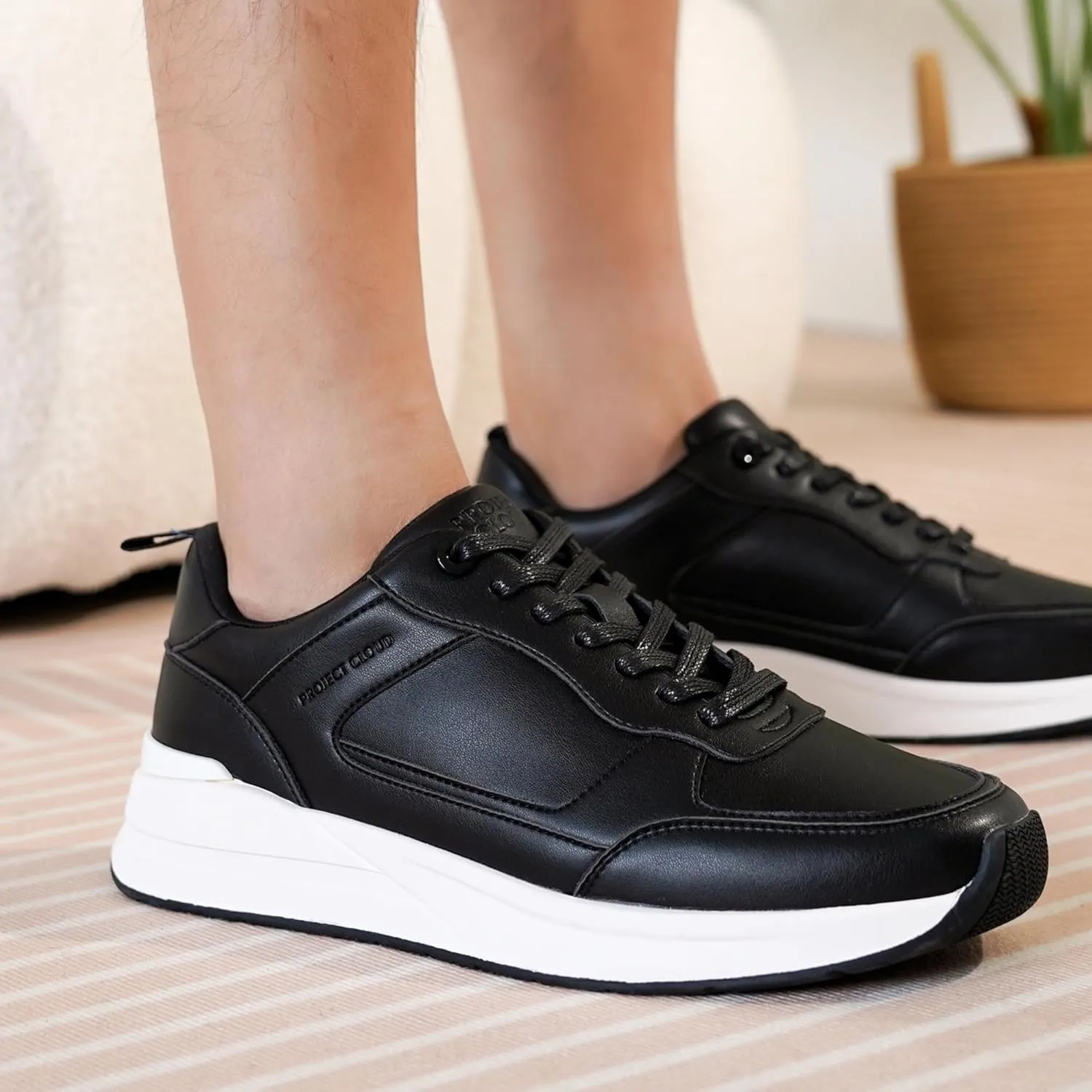 Project Cloud Sneakers for Men Shoes - Memory Foam Insole Non-Slip Casual Shoes for Men Footwear - Lightweight Vegan Leather Fashion Sneakers (Kurt)