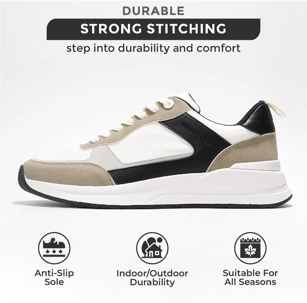 Project Cloud Sneakers for Men Shoes - Memory Foam Insole Non-Slip Casual Shoes for Men Footwear - Lightweight Vegan Leather Fashion Sneakers (Kurt)
