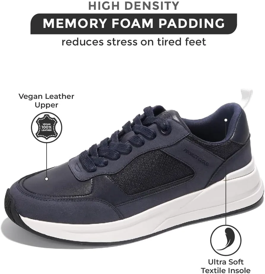 Project Cloud Sneakers for Men Shoes - Memory Foam Insole Non-Slip Casual Shoes for Men Footwear - Lightweight Vegan Leather Fashion Sneakers (Kurt)