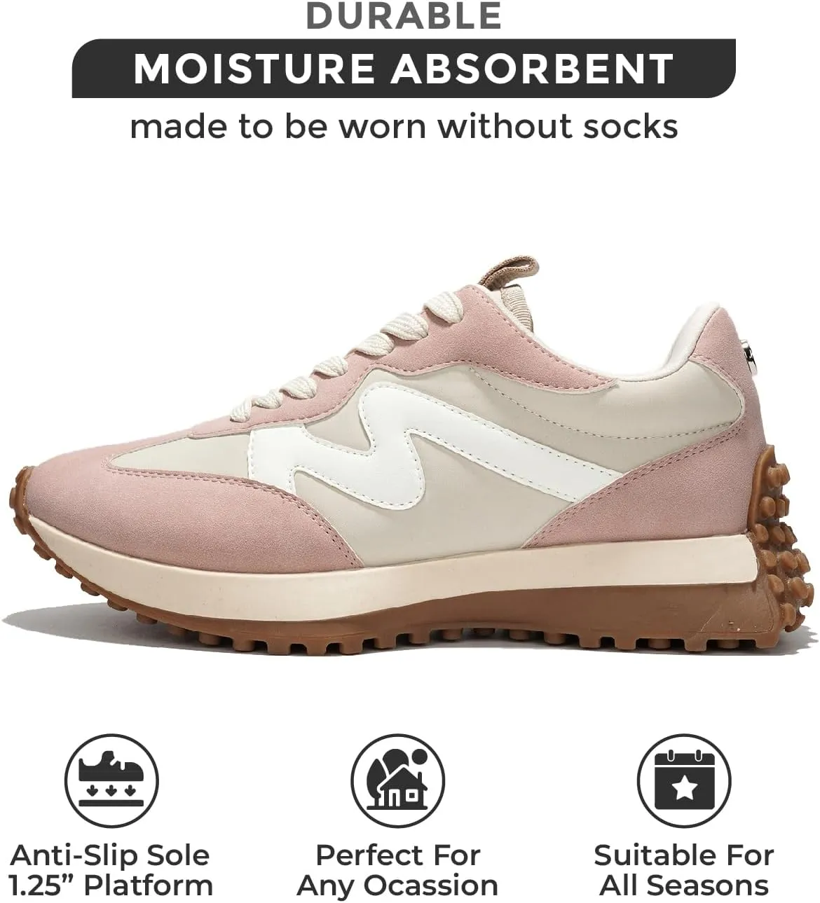 Project Cloud Trendy Sneakers for Women - Memory Foam and Non-Slip Comfortable Casual Ladies Shoes for Womens Fashion Sneakers - Lightweight Lace-up Shoes (Lecco)