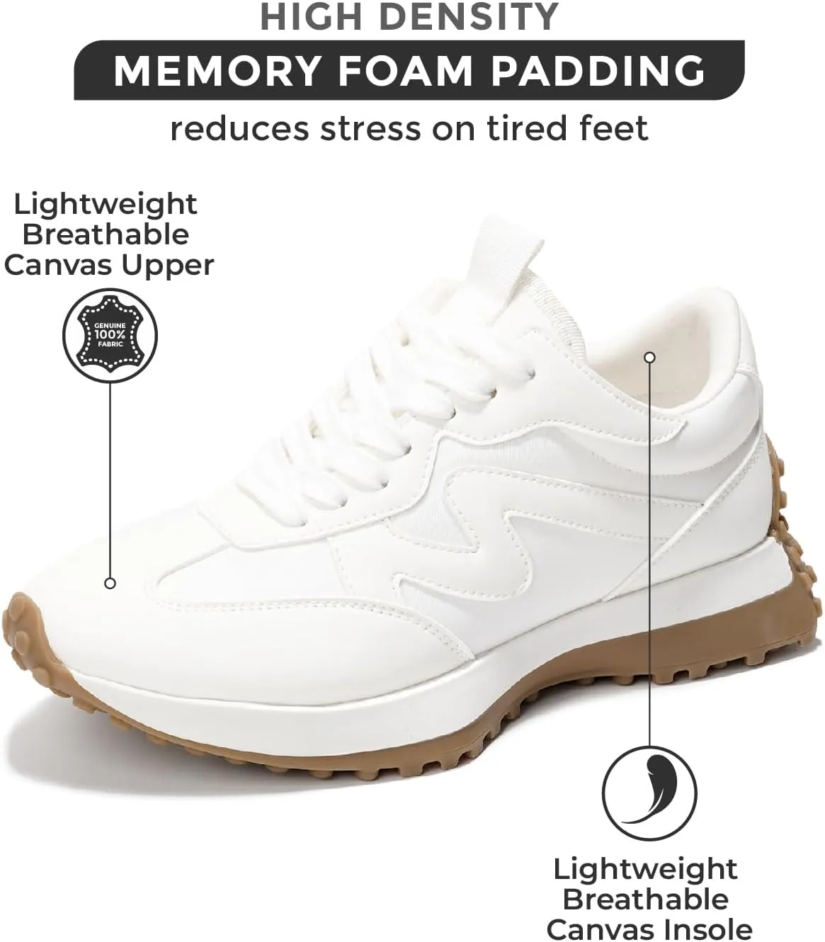 Project Cloud Trendy Sneakers for Women - Memory Foam and Non-Slip Comfortable Casual Ladies Shoes for Womens Fashion Sneakers - Lightweight Lace-up Shoes (Lecco)