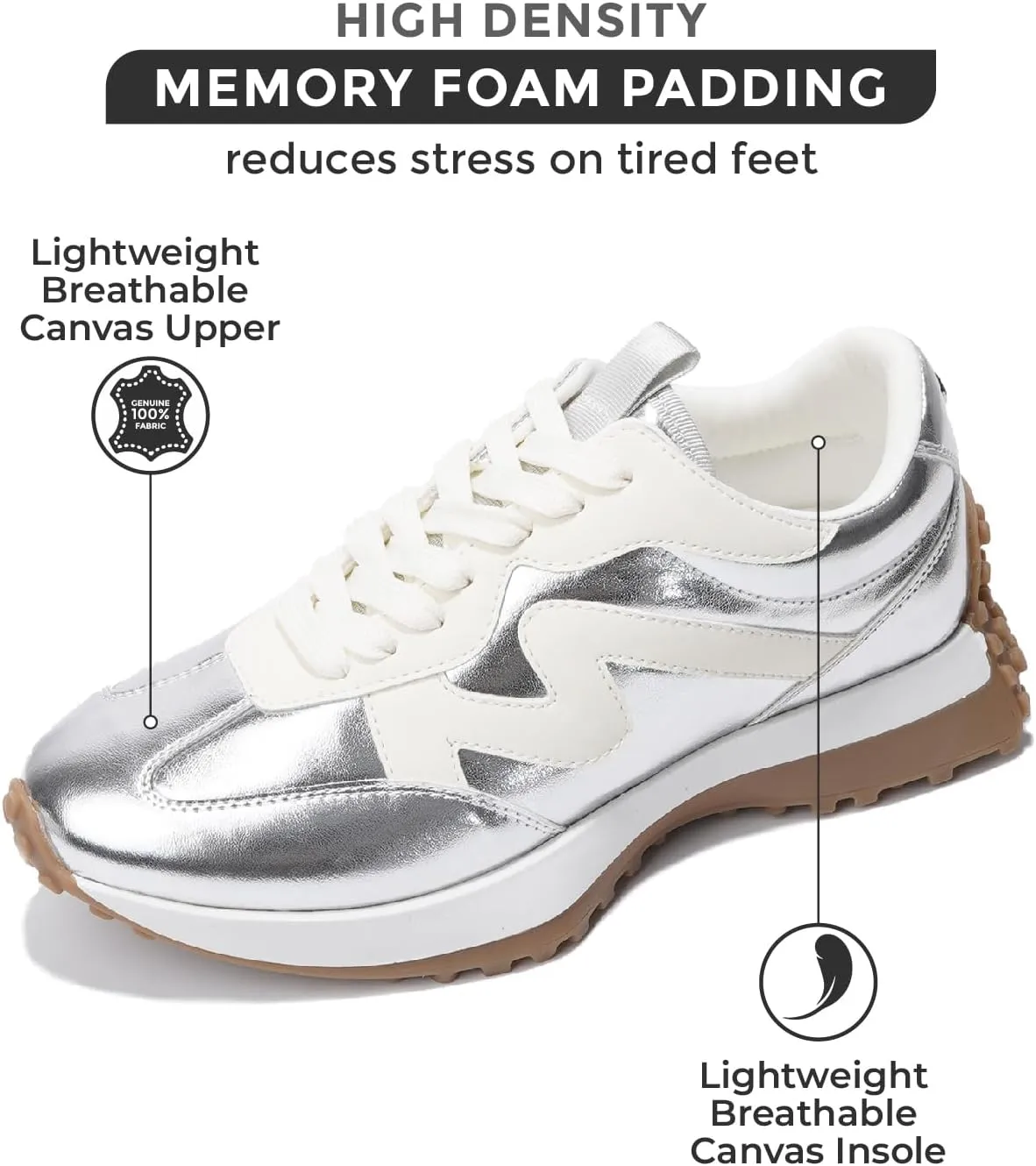 Project Cloud Trendy Sneakers for Women - Memory Foam and Non-Slip Comfortable Casual Ladies Shoes for Womens Fashion Sneakers - Lightweight Lace-up Shoes (Lecco)