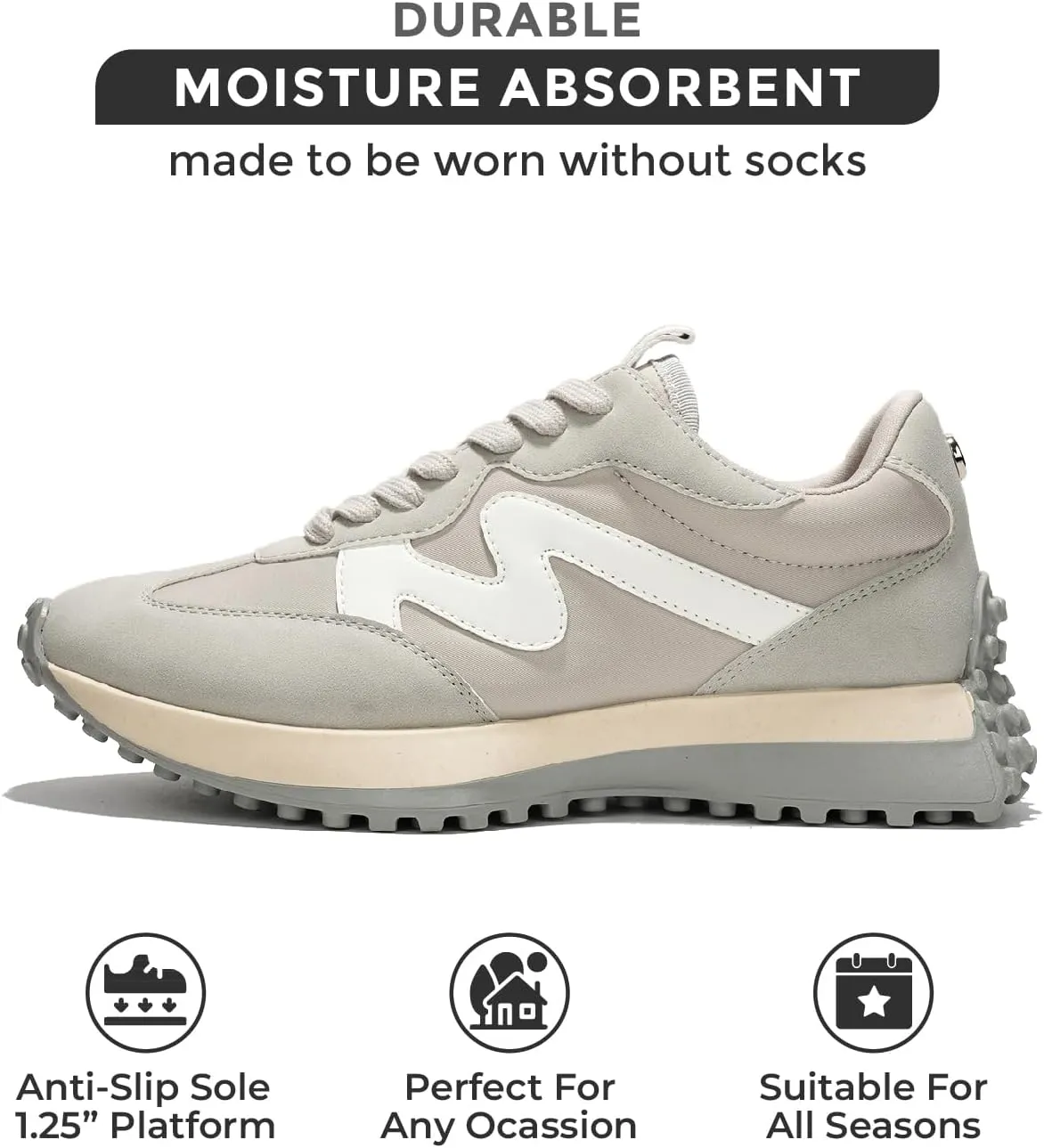 Project Cloud Trendy Sneakers for Women - Memory Foam and Non-Slip Comfortable Casual Ladies Shoes for Womens Fashion Sneakers - Lightweight Lace-up Shoes (Lecco)