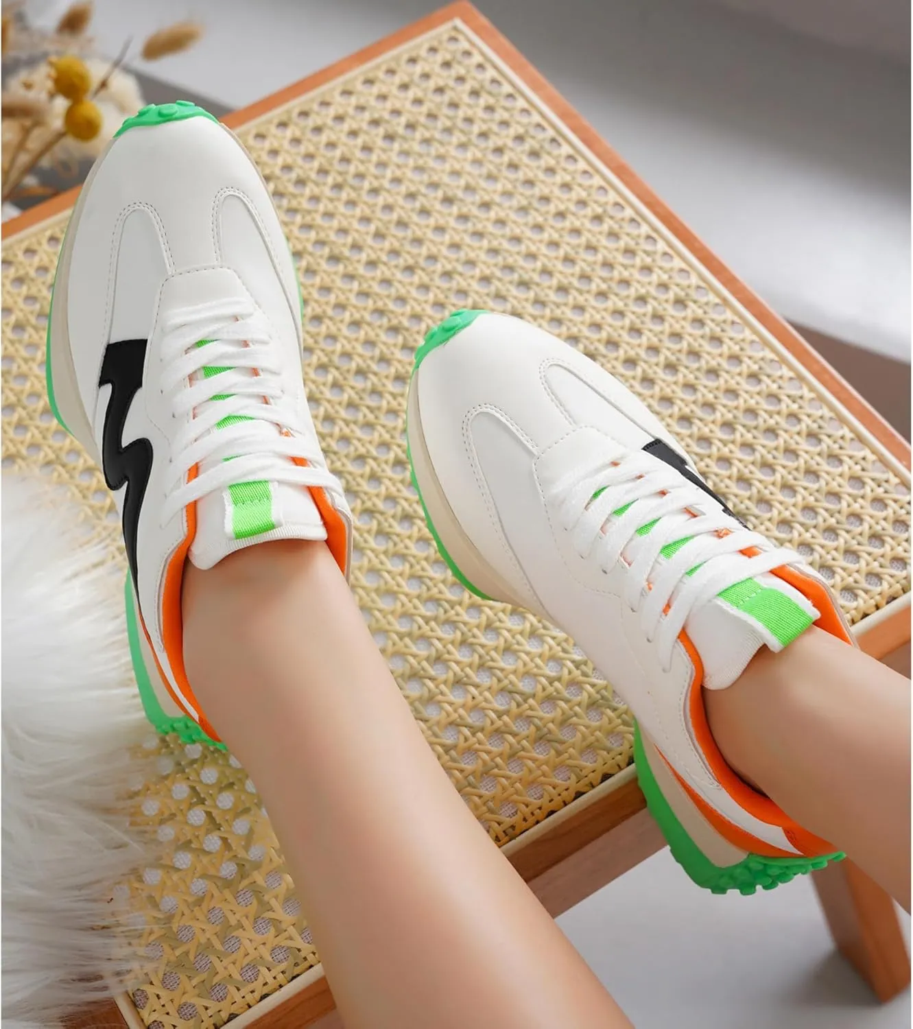 Project Cloud Trendy Sneakers for Women - Memory Foam and Non-Slip Comfortable Casual Ladies Shoes for Womens Fashion Sneakers - Lightweight Lace-up Shoes (Lecco)
