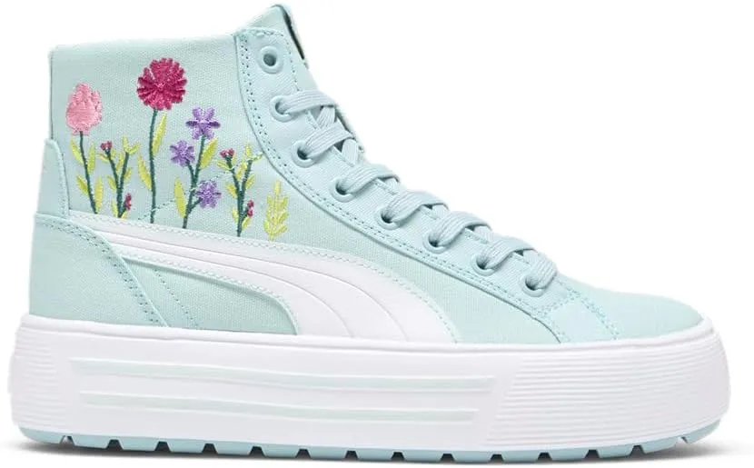 PUMA Womens Kaia 2.0 Mid Floral Platform High Sneakers Shoes Casual - Blue - Size 6 M