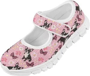 Puppy Print Mary Jane Shoes for Girls Toddler Dress Shoes Breathable Running Tennis Sneaker School Mesh Barefoot Shoes