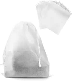 QWORK Drawstring Dust Covers, 12 Pcs Breathable Non-woven Fabric Large Cloth Storage Pouch String Bag for Handbags Purses Shoes