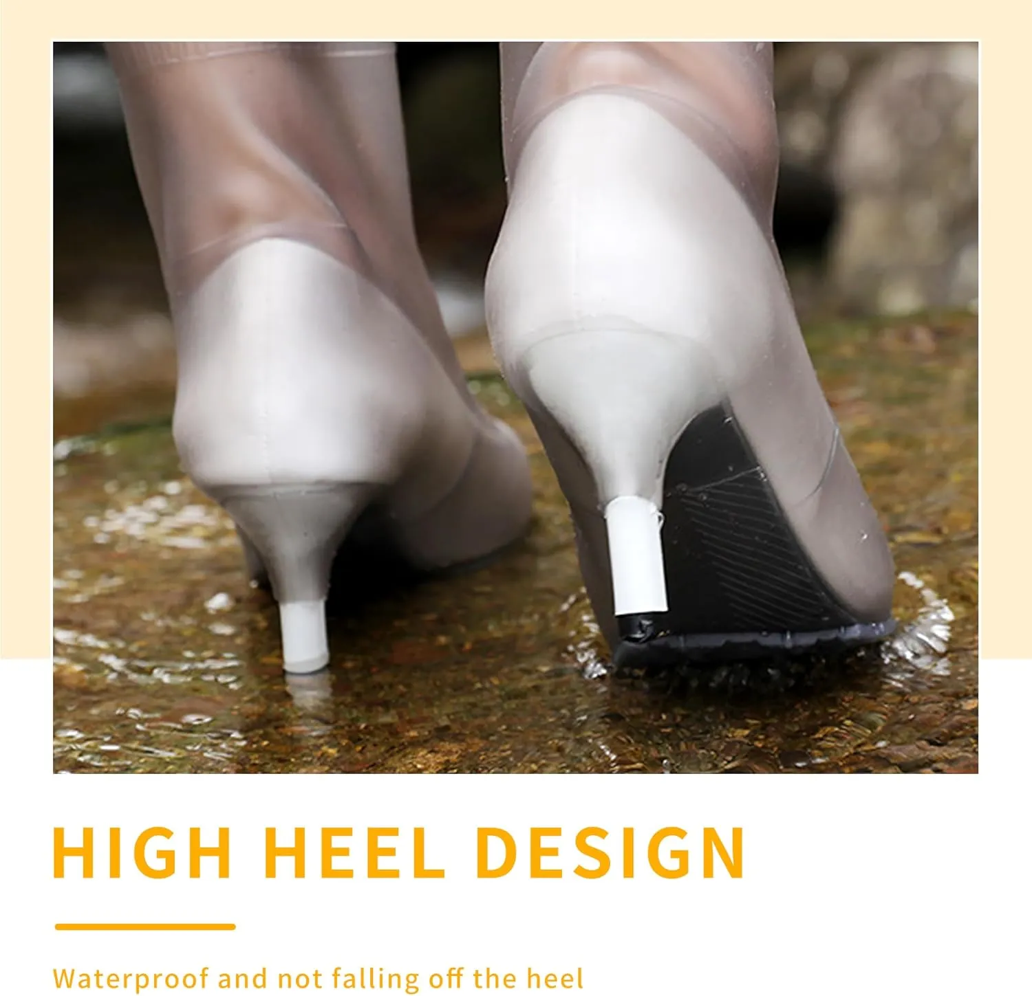 Rain High Heel Covers Anti-slip Boots Covers High Heel Overshoes Rain Cover Waterproof High Heel Protector (Grey)