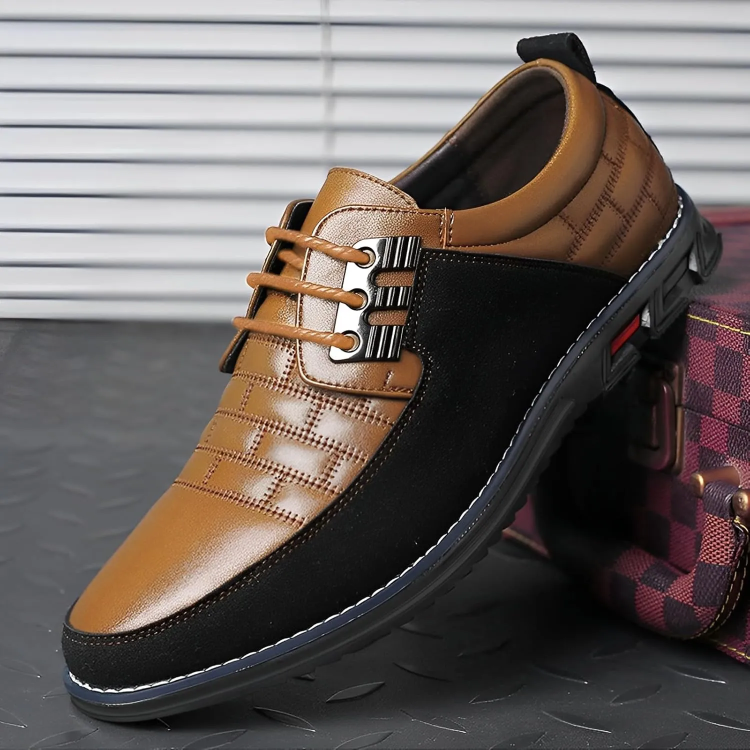 Recyphi Men’s Oxford Derby Orthopedic Leather Shoes Formal Luxury Business Dress Shoes Lace-up Walking Driving Loafers Dress Sneakers