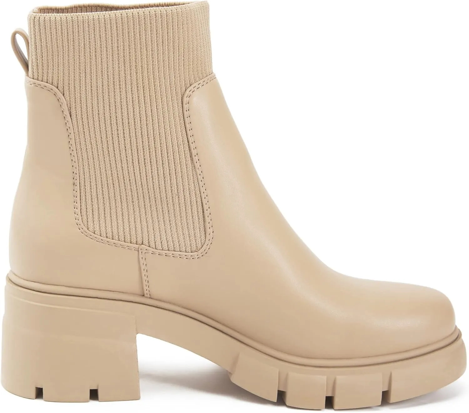 REDTOP Women's Elastic Chelsea Boots Chunky Block Heel Platform Lug Sole Ankle Booties