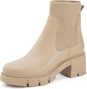REDTOP Women's Elastic Chelsea Boots Chunky Block Heel Platform Lug Sole Ankle Booties