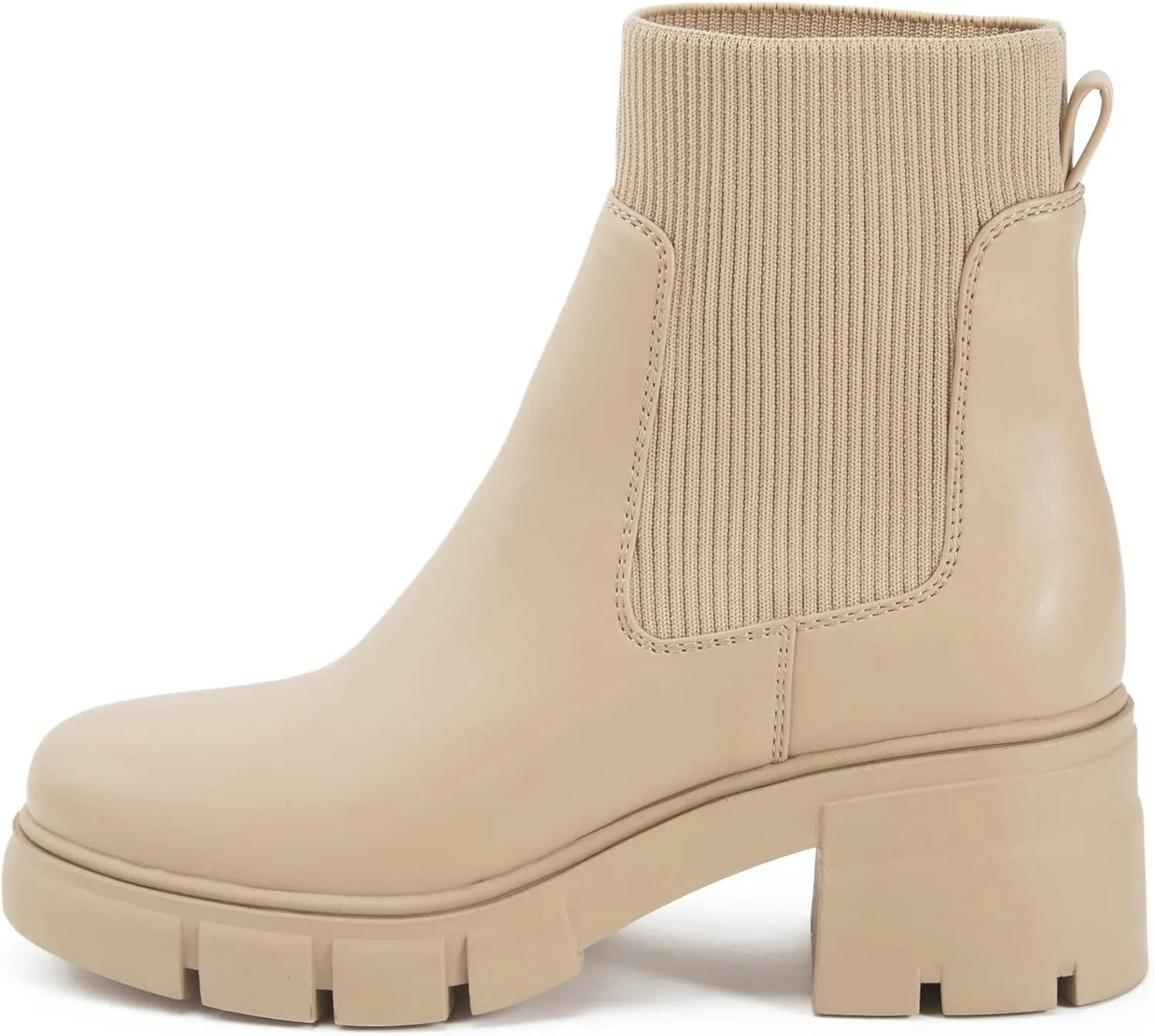 REDTOP Women's Elastic Chelsea Boots Chunky Block Heel Platform Lug Sole Ankle Booties