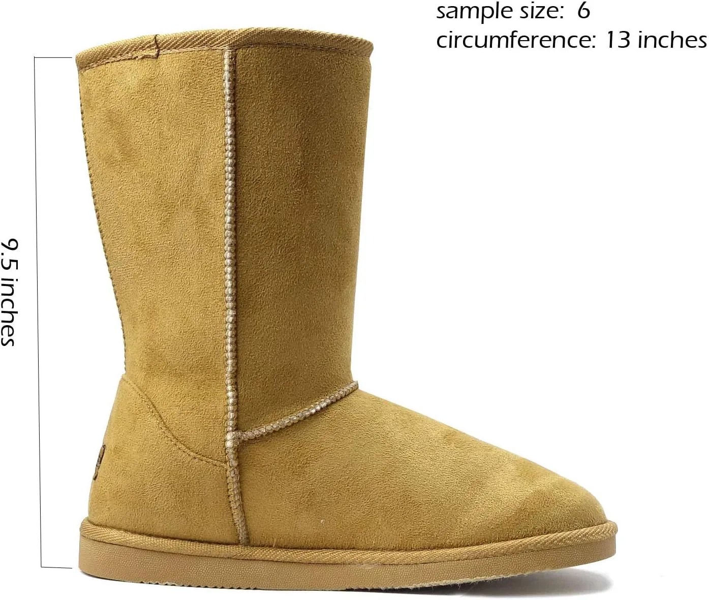 REDVOLUTION Women's Suede Faux Fur Mid-Calf Classic Winter Boots Rubber Sole
