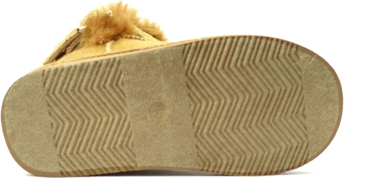 REDVOLUTION Women's Suede Faux Fur Mid-Calf Classic Winter Boots Rubber Sole