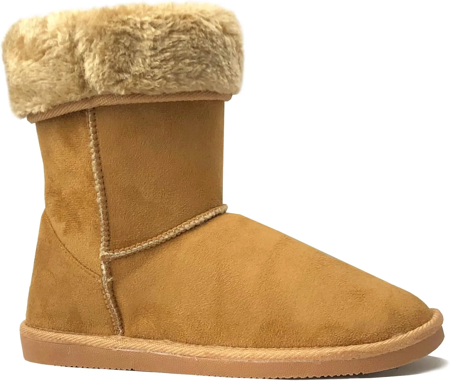 REDVOLUTION Women's Suede Faux Fur Mid-Calf Classic Winter Boots Rubber Sole