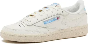 Reebok Club C 85 Vintage Tennis Sneakers, Casual White Womens Shoes, Chalk/Alabaster/Sky Blue, 8